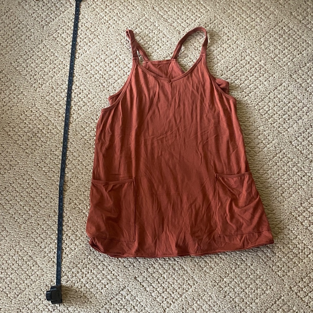 Rust Sleeveless Mini Dress with body suit